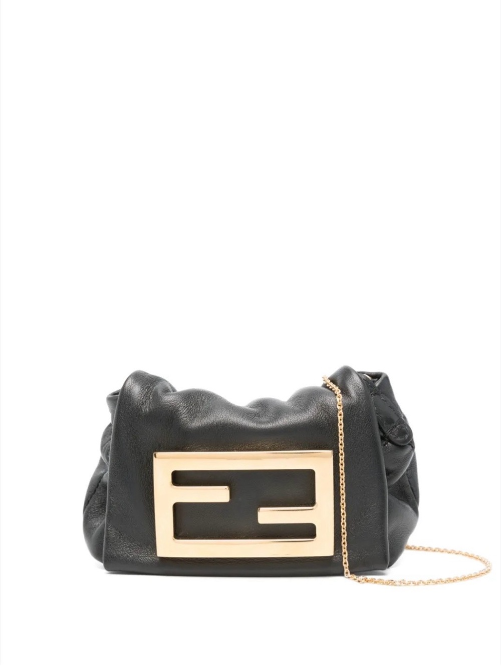 Fendi Micro Black Leather Handbag with Gold Logo
